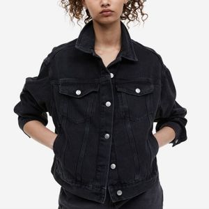 H&M Black Denim Jacket Size 4